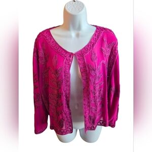 Chico's Magenta Mesh Cardigan Size 3 (XL/16)